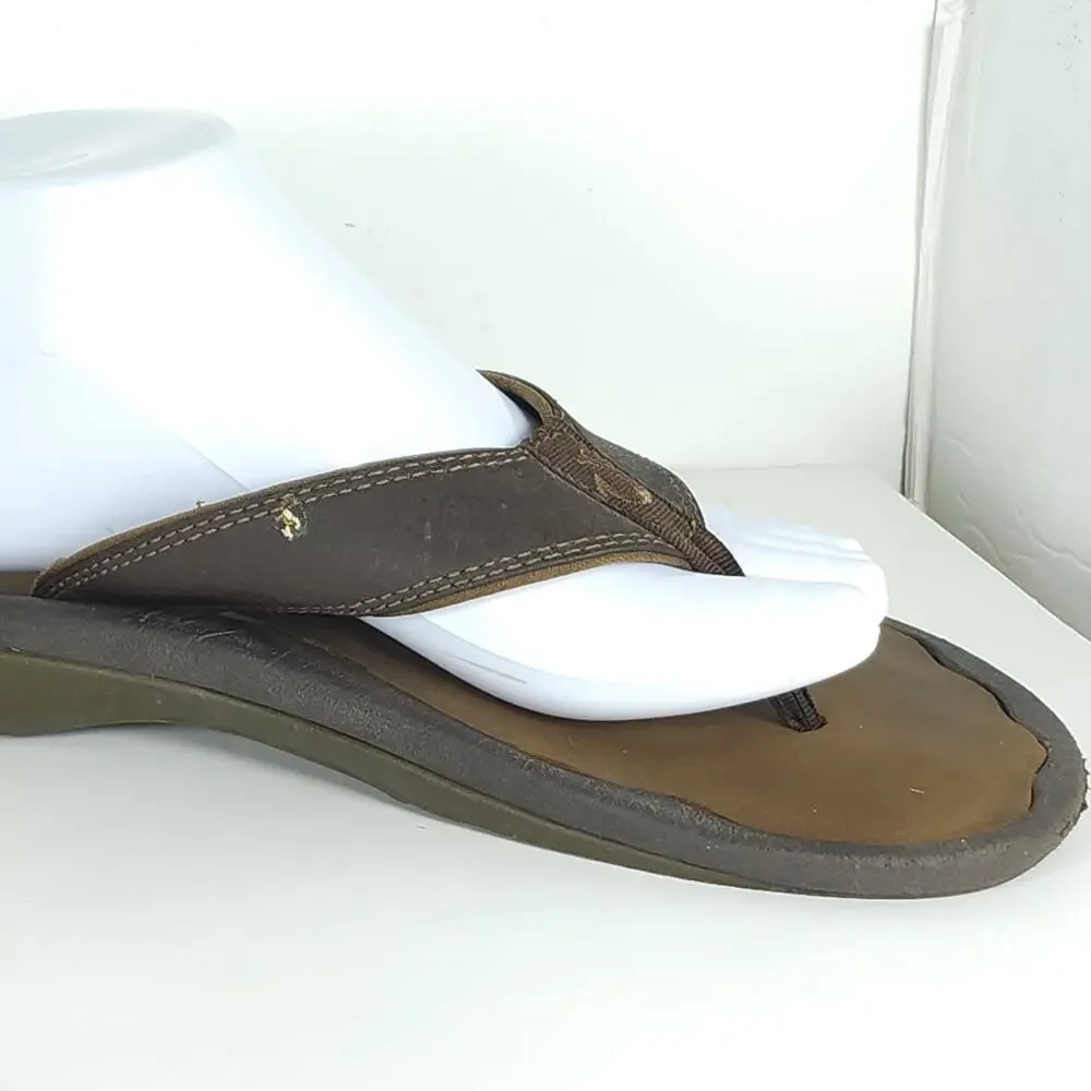 Olukai Men's Ohana US10 Brown Slip On Flat Thong Sandals